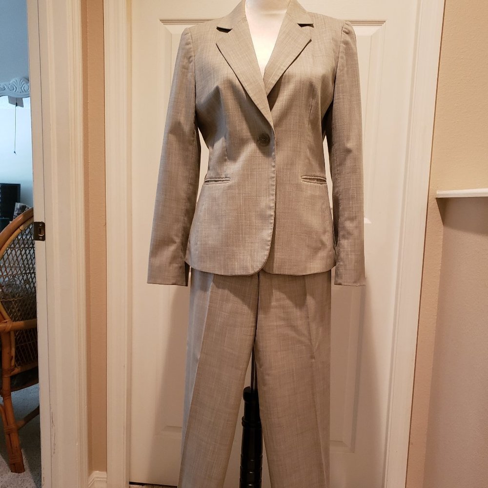 Alex Marie Light Taupe Pinstripe Blazer & Pants Suit